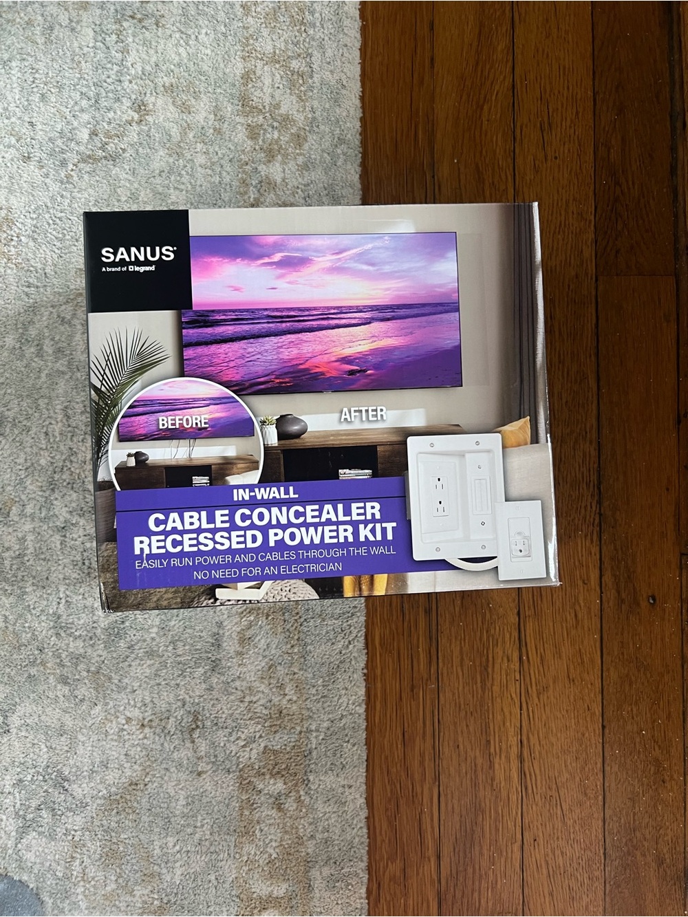 Sanus In-Wall Cable Concealer Recessed Power Kit - Purple/White